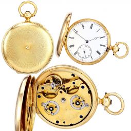 RARE ANTIQUE 18K GOLD 2-TRAIN 8-DAY POCKET WATCH C1860S BY ROBERT GERTH & CO.